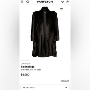 COPY - Women’s Balenciaga oversized faux fur coat. Size 38. Brand new with tags.